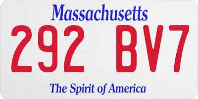 MA license plate 292BV7