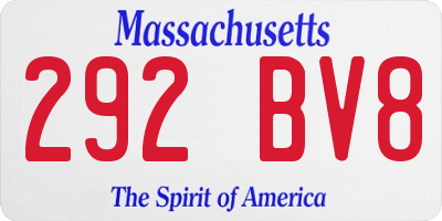 MA license plate 292BV8