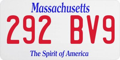 MA license plate 292BV9