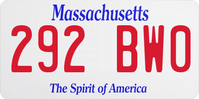 MA license plate 292BW0