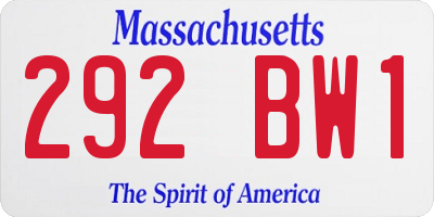 MA license plate 292BW1
