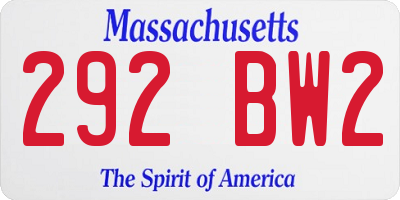 MA license plate 292BW2