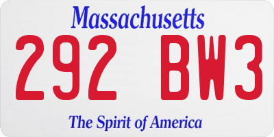 MA license plate 292BW3