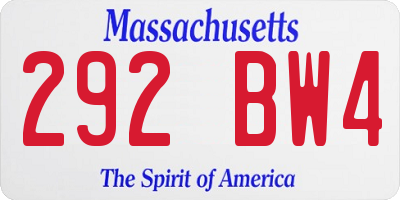 MA license plate 292BW4