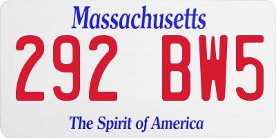 MA license plate 292BW5