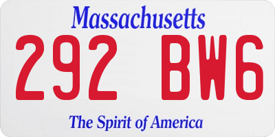 MA license plate 292BW6
