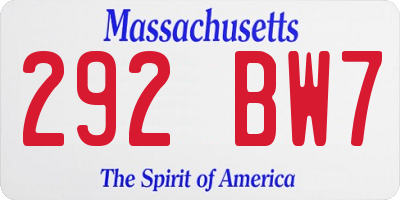 MA license plate 292BW7