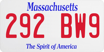MA license plate 292BW9