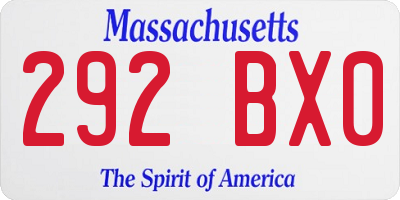 MA license plate 292BX0