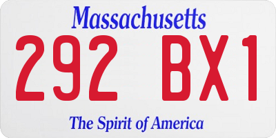 MA license plate 292BX1