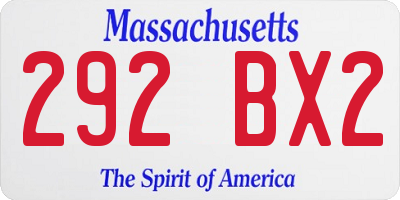 MA license plate 292BX2