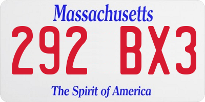 MA license plate 292BX3