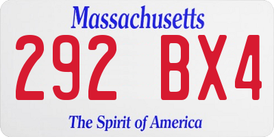 MA license plate 292BX4