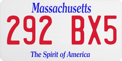 MA license plate 292BX5