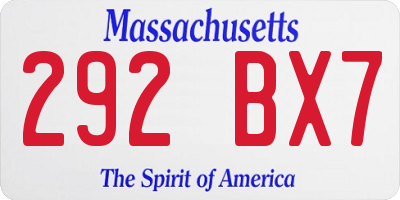 MA license plate 292BX7
