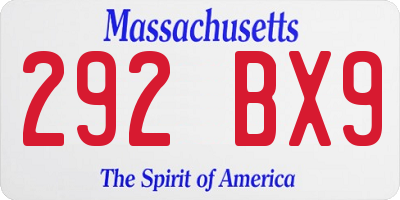 MA license plate 292BX9