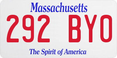 MA license plate 292BY0