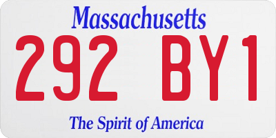 MA license plate 292BY1