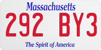 MA license plate 292BY3