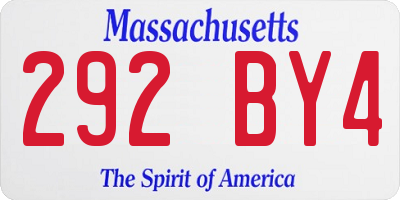 MA license plate 292BY4