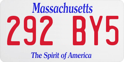 MA license plate 292BY5