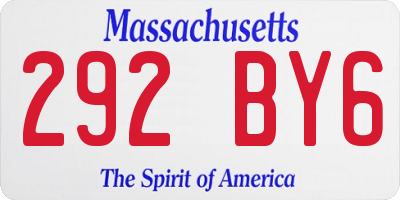MA license plate 292BY6