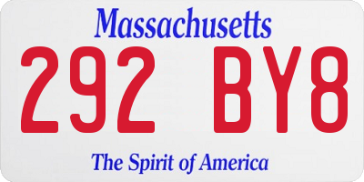 MA license plate 292BY8