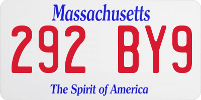 MA license plate 292BY9
