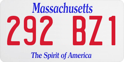 MA license plate 292BZ1