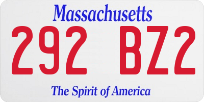 MA license plate 292BZ2