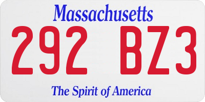 MA license plate 292BZ3
