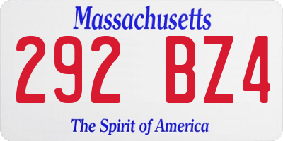 MA license plate 292BZ4