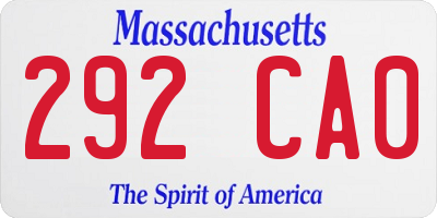MA license plate 292CA0