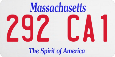 MA license plate 292CA1