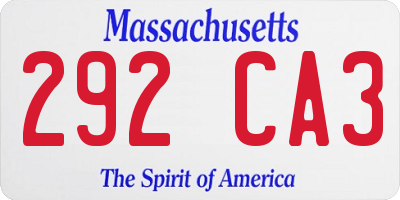 MA license plate 292CA3