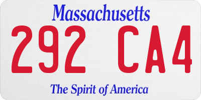 MA license plate 292CA4
