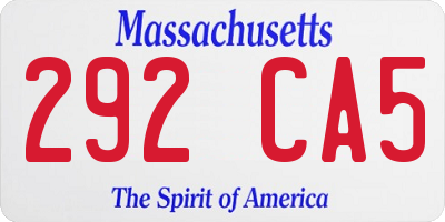 MA license plate 292CA5
