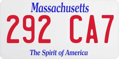 MA license plate 292CA7
