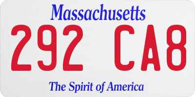 MA license plate 292CA8