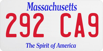 MA license plate 292CA9