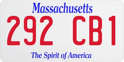 MA license plate 292CB1