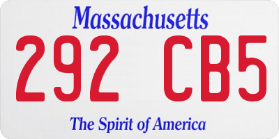 MA license plate 292CB5