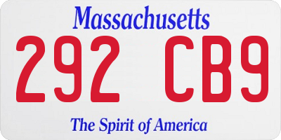 MA license plate 292CB9