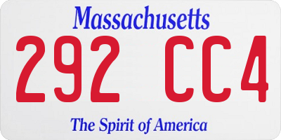MA license plate 292CC4