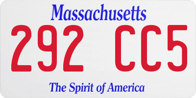 MA license plate 292CC5