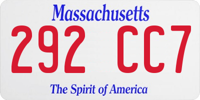 MA license plate 292CC7
