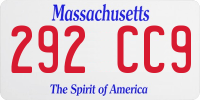 MA license plate 292CC9