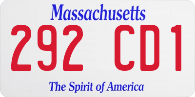 MA license plate 292CD1
