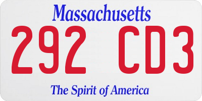 MA license plate 292CD3