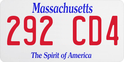 MA license plate 292CD4